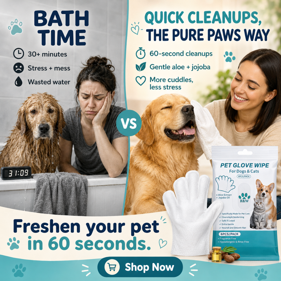 PurePaw Grooming Wipes