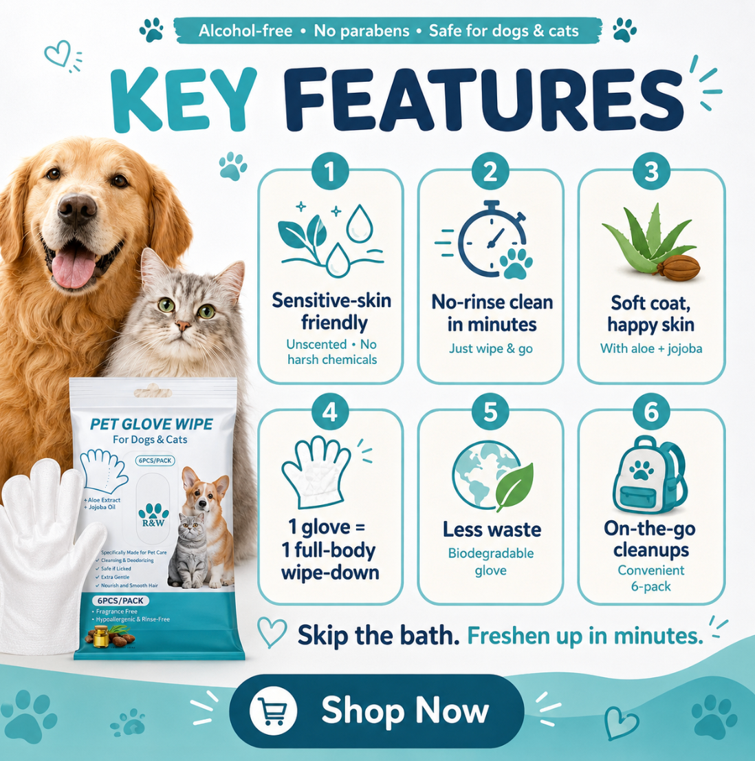 PurePaw Grooming Wipes